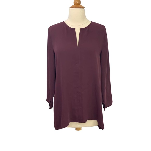 Nic+Zoe Harbour Town Split Neck Tunic Blouse Winterberry Purple Poly NWT Size M - Picture 10 of 10